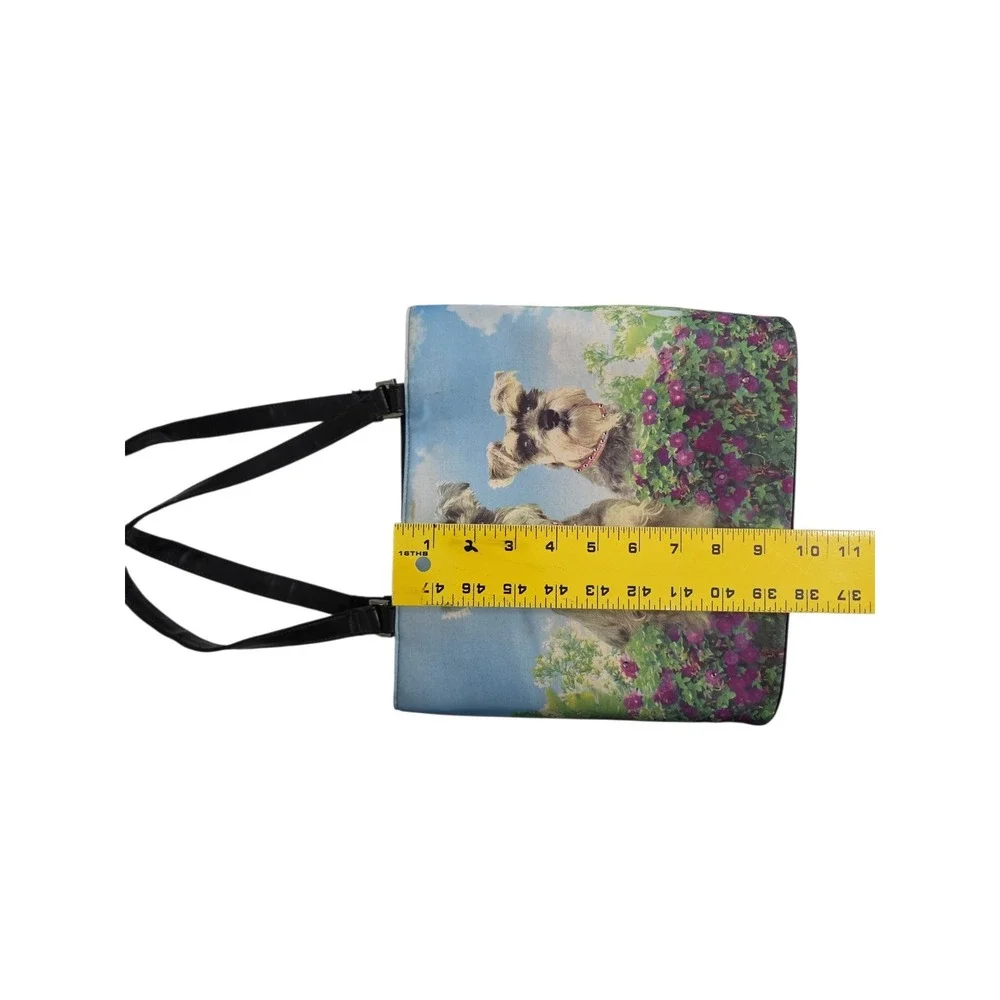 Schnauzer Dog Print Floral Shoulder Bag with‎ Matching Wallet